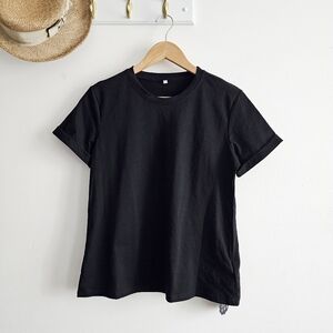 🖤 NWT Huukeay Classic Black Crewneck Tee Shirt Size M Stretch Cotton
